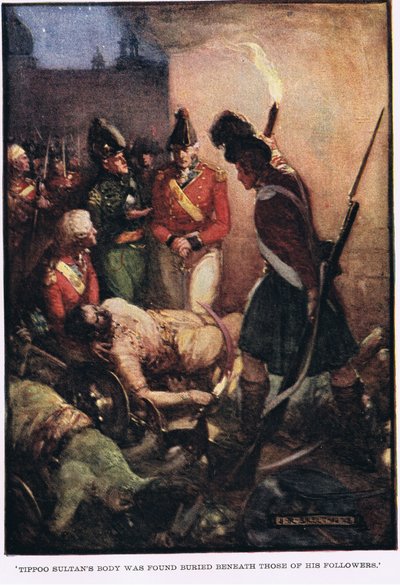 Il corpo del Sultano Tipoo fu trovato sepolto sotto quelli dei suoi seguaci da Joseph Ratcliffe Skelton